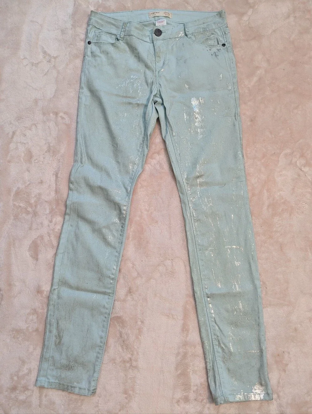 No Boundaries Mint Silver Skinny Jeans Size 9 NWOT - Picture 1 of 8